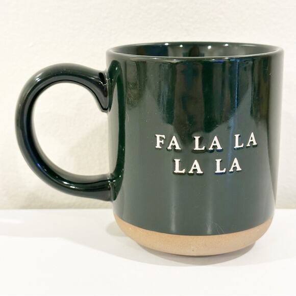 Sweet Water Decor Christmas Holiday Green Ceramic Mug with Festive Fa La La La - Picture 5 of 5